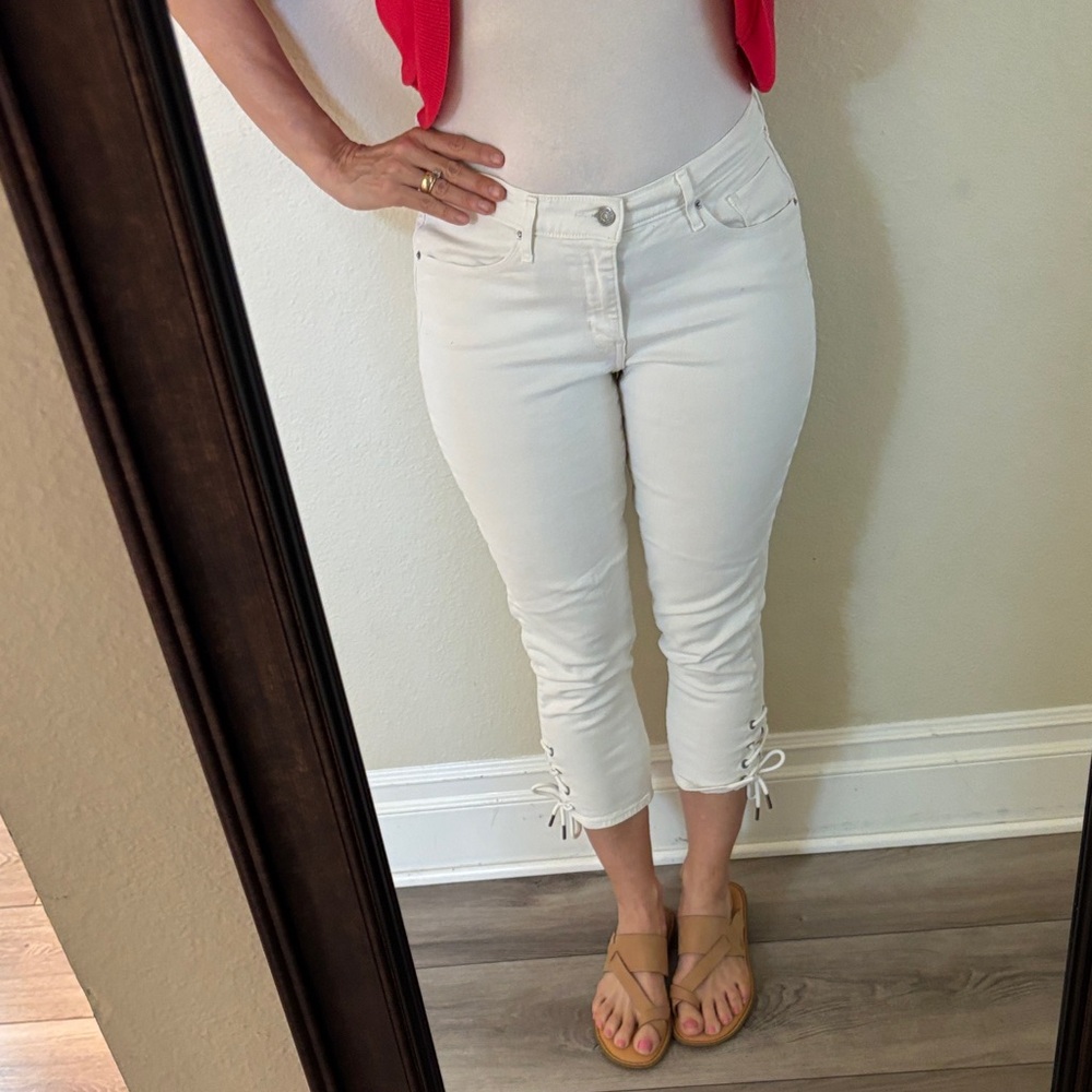 Levi's White Cropped Lace-Up Ankle Jeans